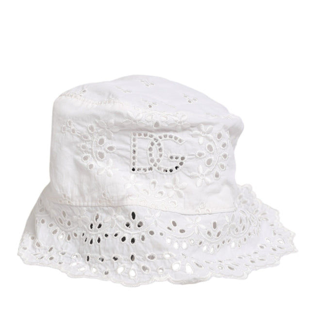 Dolce & Gabbana White Nylon Cut Out Bucket Logo Capello Hat