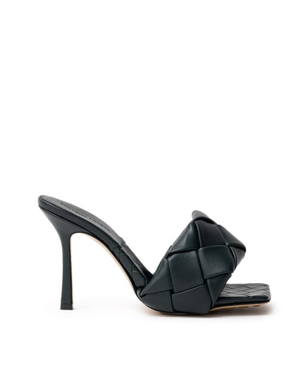 Bottega Veneta Green Leather Stiletto Heel Sandals