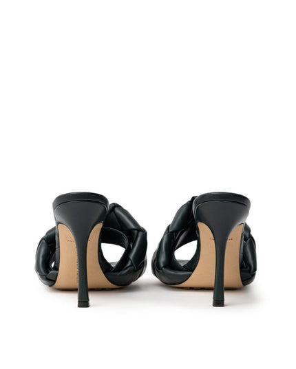 Bottega Veneta Green Leather Stiletto Heel Sandals