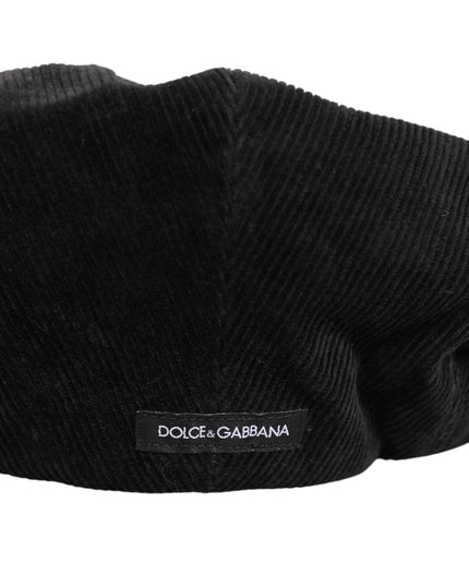 Dolce & Gabbana Black Cotton DG Logo Newsboy Cloth Capello Hat