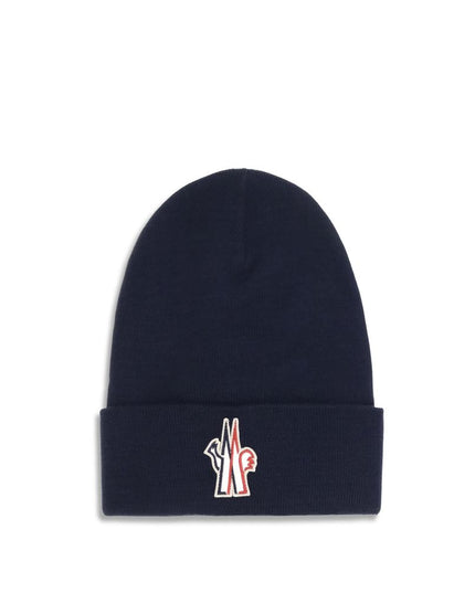 Moncler Grenoble Blue Fleece Wool Beanie