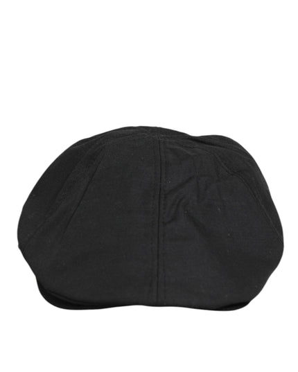 Dolce & Gabbana Black Cotton DG Logo Newsboy Cloth Capello Hat