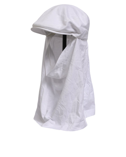 Dolce & Gabbana White Cotton DG Logo Plaque Baseball Balaclava Hat