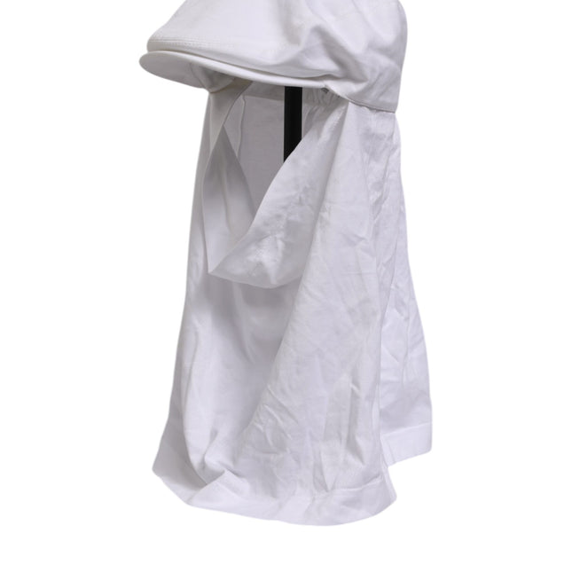 Dolce & Gabbana White Cotton DG Logo Plaque Baseball Balaclava Hat