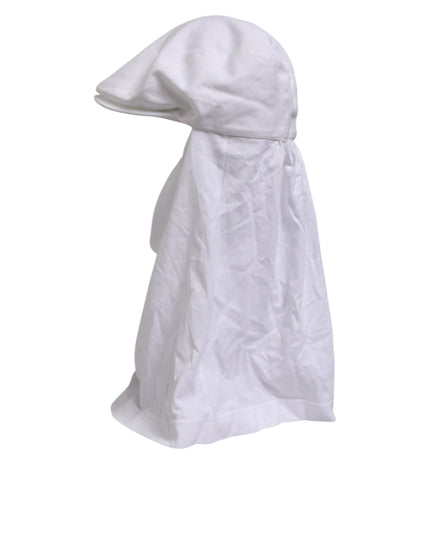 Dolce & Gabbana White Cotton DG Logo Plaque Baseball Balaclava Hat