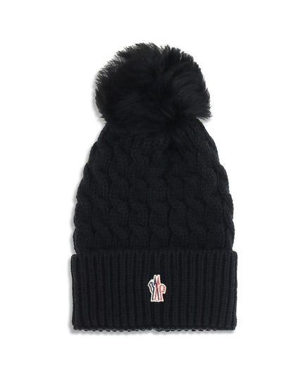 Moncler Grenoble Black Fleece Wool Beanie