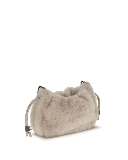 Brunello Cucinelli Gray Fur Shoulder Bag