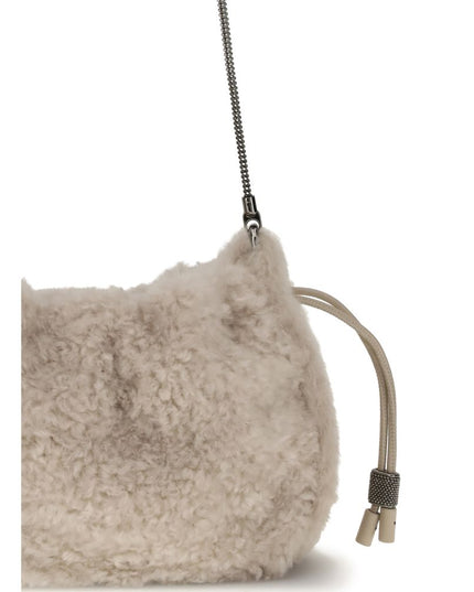 Brunello Cucinelli Gray Fur Shoulder Bag