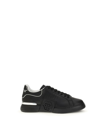 Philipp Plein Black Calf Leather Bos Taurus Athletic Sneakers