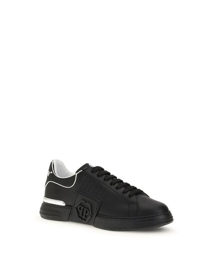 Philipp Plein Black Calf Leather Bos Taurus Athletic Sneakers