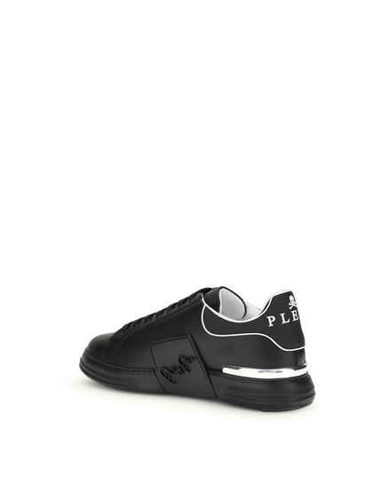 Philipp Plein Black Calf Leather Bos Taurus Athletic Sneakers