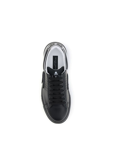 Philipp Plein Black Calf Leather Bos Taurus Athletic Sneakers