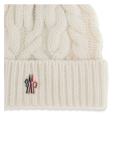 Moncler Grenoble White Fleece Wool Beanie