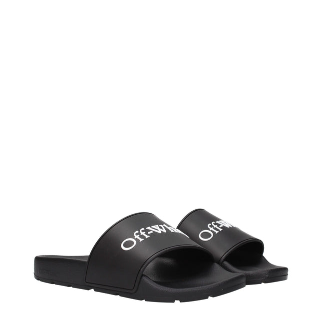 Off-White Black Cotton Slippers