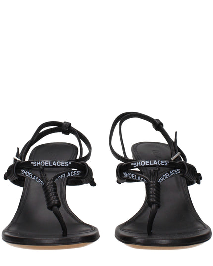 Off-White Black Leather Flip-Flop Sandals