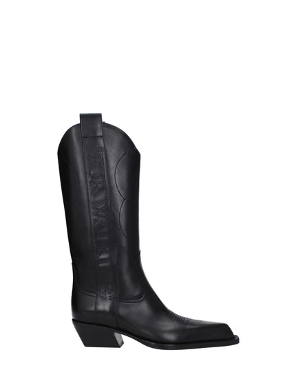 Off-White Black Leather Boots