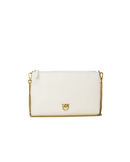 PINKO Cream Leather Clutch Bag