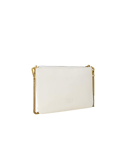 PINKO Cream Leather Clutch Bag