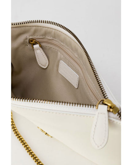 PINKO Cream Leather Clutch Bag