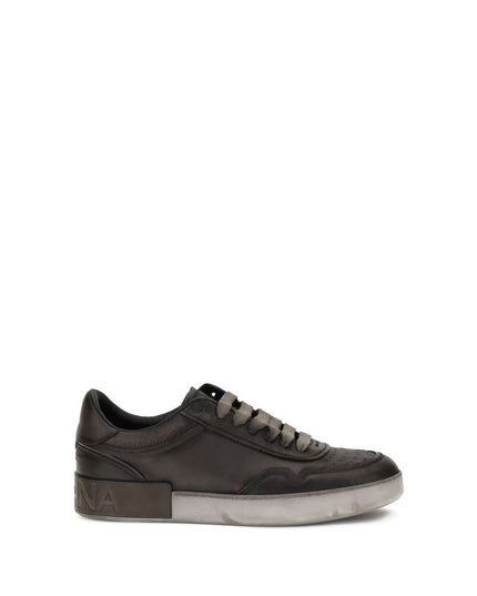 Dolce & Gabbana Brown Calf Leather Bos Taurus Low Top Sneakers