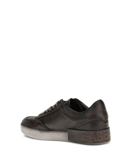 Dolce & Gabbana Brown Calf Leather Bos Taurus Low Top Sneakers