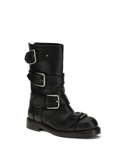 Dolce & Gabbana Black Calf Leather Bos Taurus Lace-Up Boots