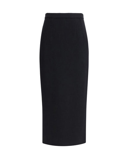 Dolce & Gabbana Black Fleece Wool Long Skirt