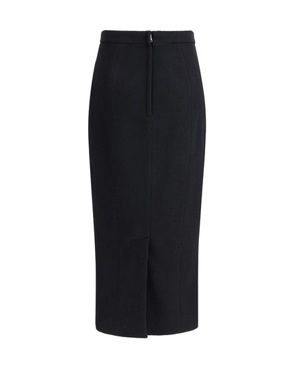Dolce & Gabbana Black Fleece Wool Long Skirt