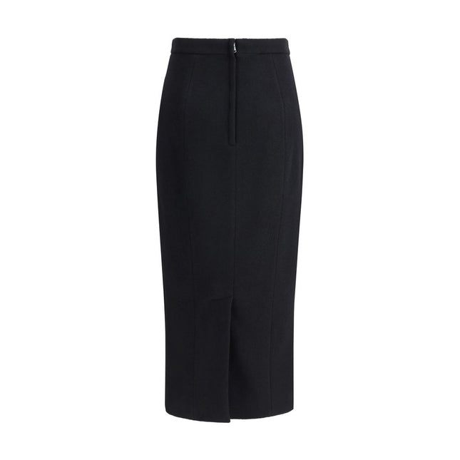 Dolce & Gabbana Black Fleece Wool Long Skirt
