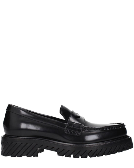 Off-White Black Leather Slip-On Loafers