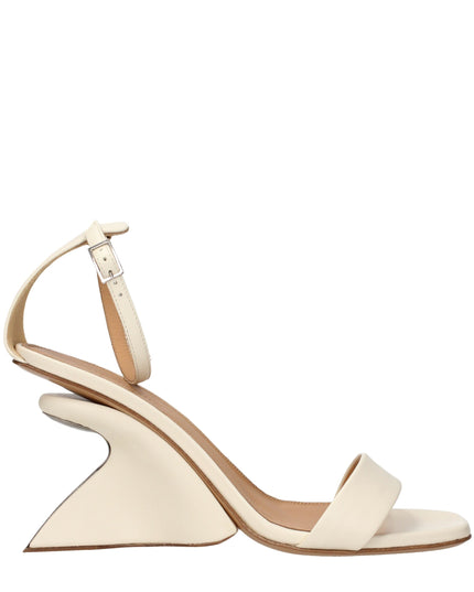 Off-White Beige Leather Platform Sandals