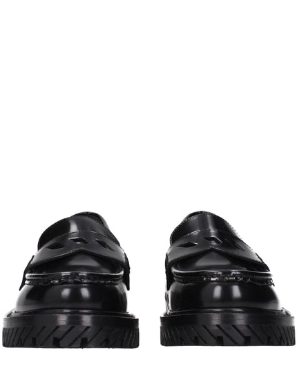 Off-White Black Leather Slip-On Loafers