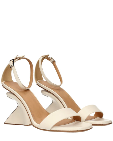 Off-White Beige Leather Platform Sandals
