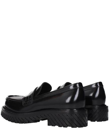 Off-White Black Leather Slip-On Loafers