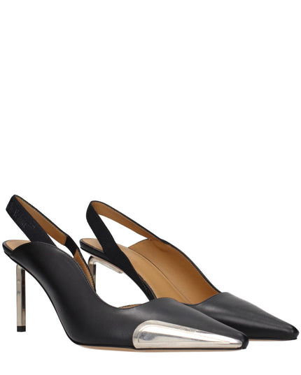 Off-White Black Leather High Heel Pumps