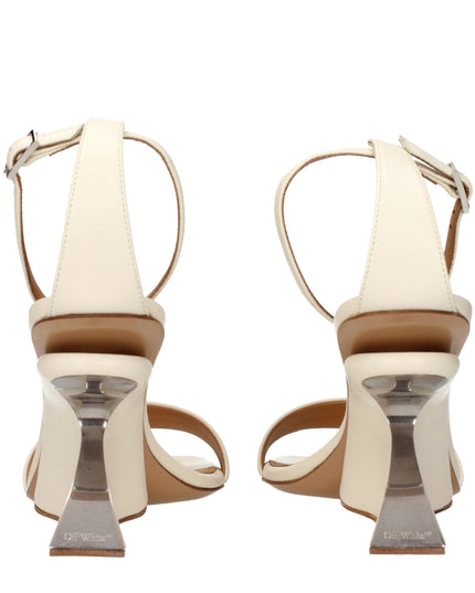 Off-White Beige Leather Platform Sandals