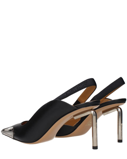 Off-White Black Leather High Heel Pumps