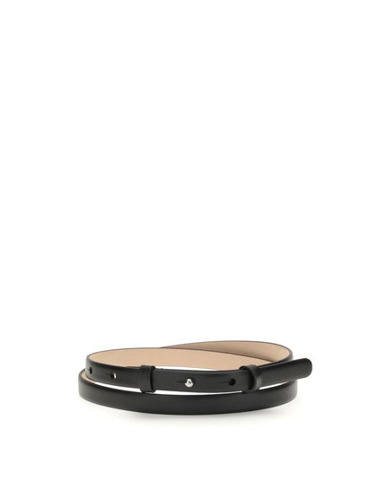 SA SU PHI Black Leather Thin Belt