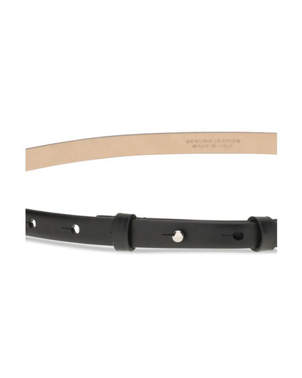 SA SU PHI Black Leather Thin Belt