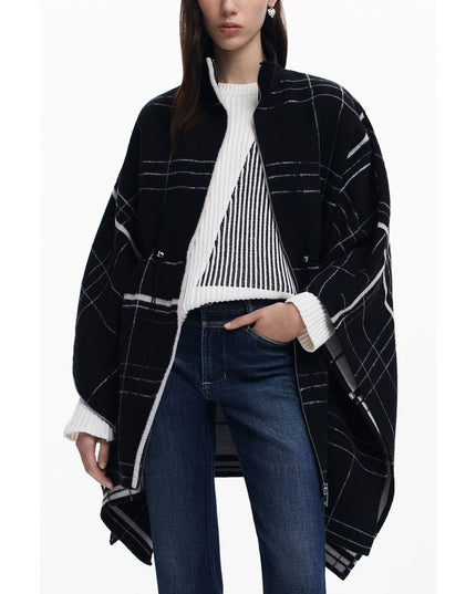 Desigual Black Wool Women Poncho