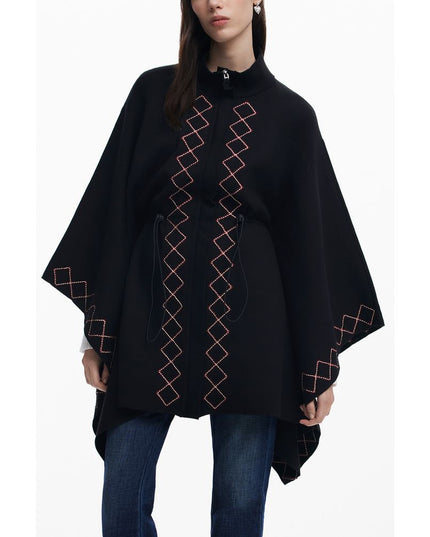 Desigual Black Polyester Women Poncho
