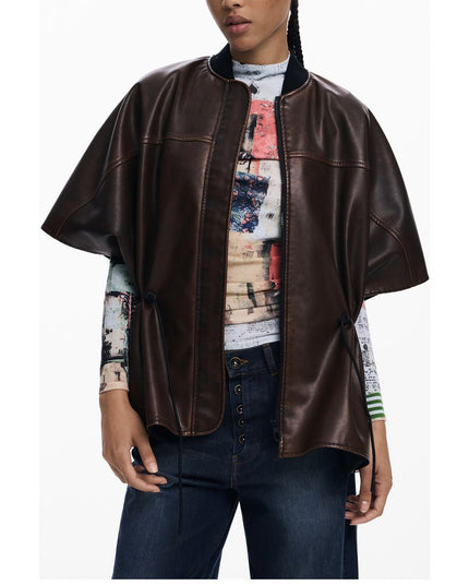 Desigual Brown Polyethylene Women Poncho