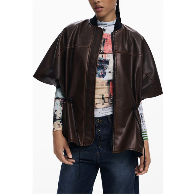 Desigual Brown Polyethylene Women Poncho