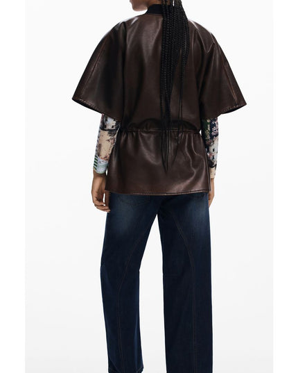 Desigual Brown Polyethylene Women Poncho