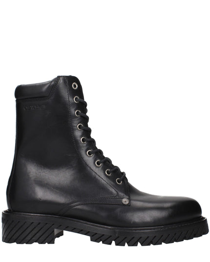 Off-White Black Leather Ankle Boots