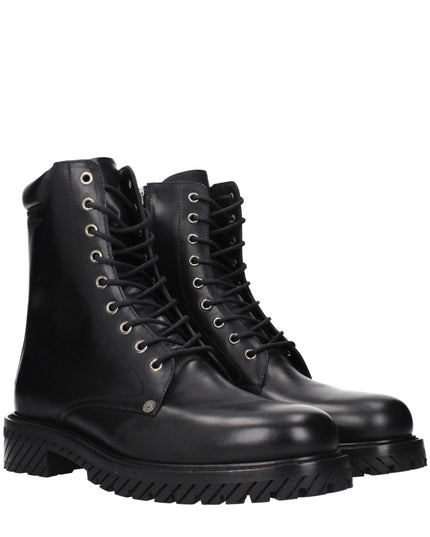 Off-White Black Leather Ankle Boots