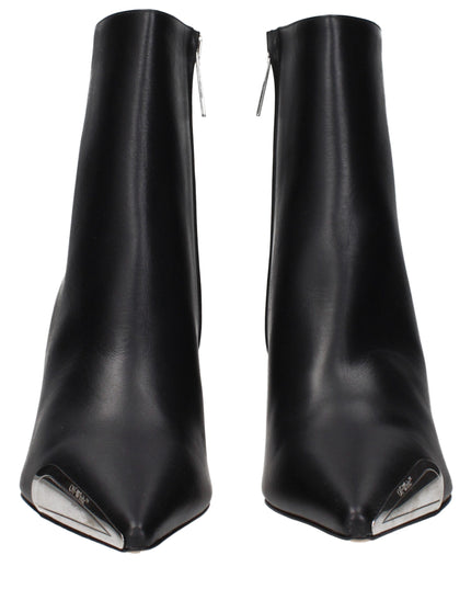 Off-White Black Leather Ankle Boots