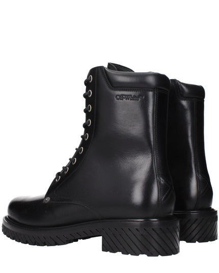 Off-White Black Leather Ankle Boots