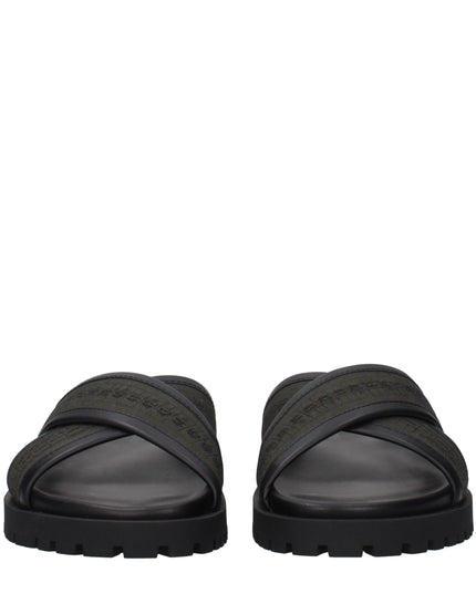 Off-White Green Fabric Flat Sandals