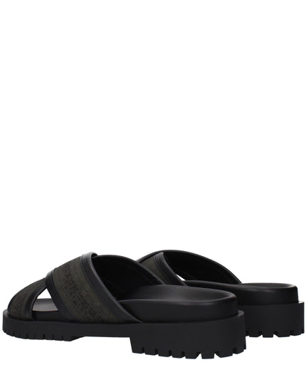 Off-White Green Fabric Flat Sandals